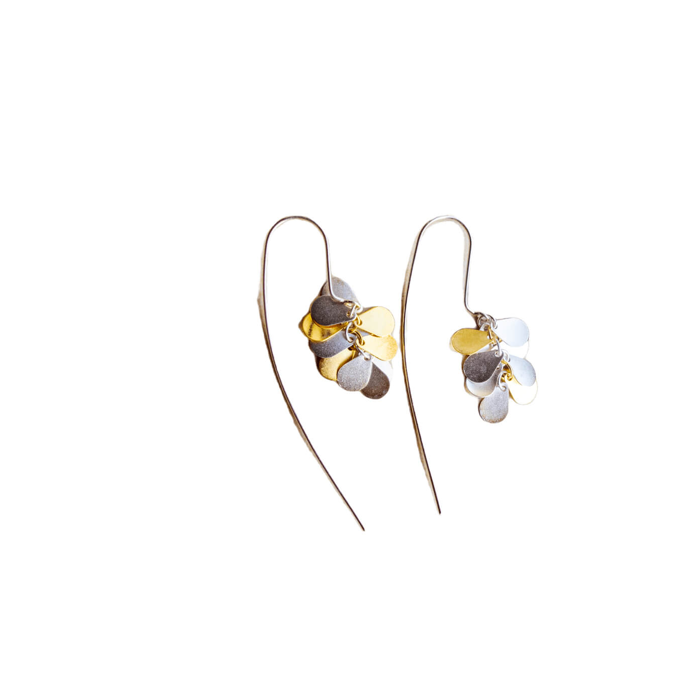 SUI - Silver tassel with frosted small round piece earrings