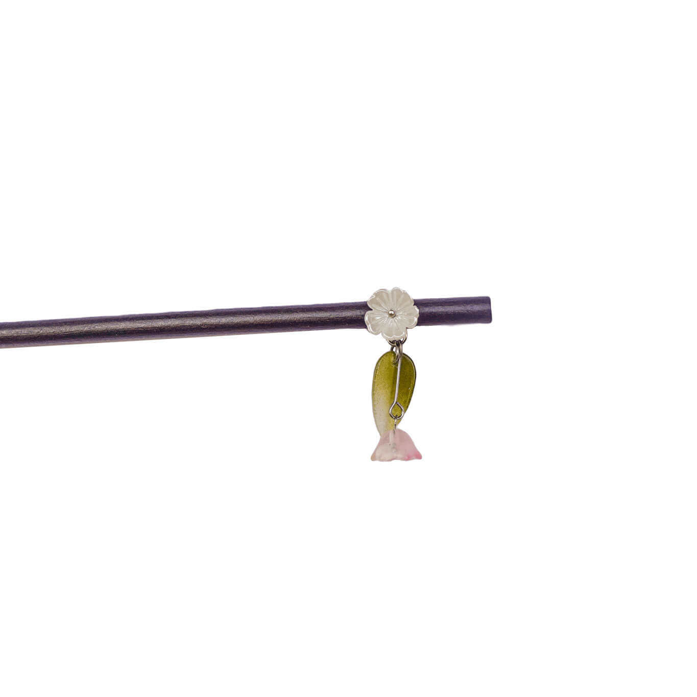LINGLAN - Wood Hairpin With Lily of The Valley Pendant