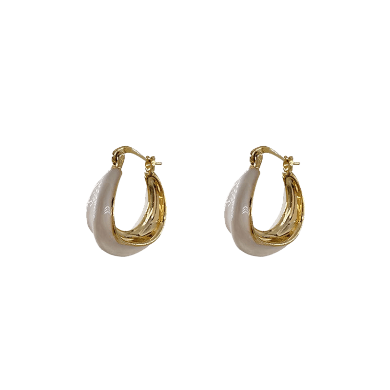 Creamy White Circle Earrings