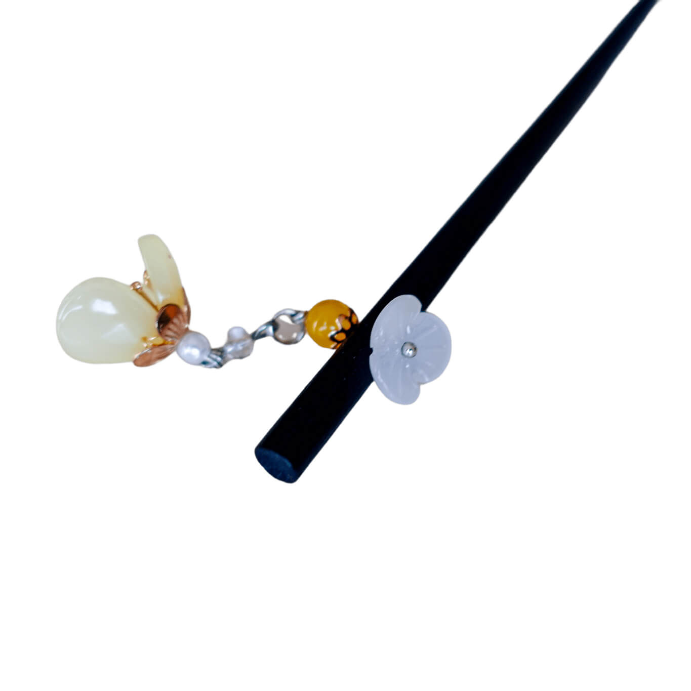 CAIHUA - Flower Pendant Wood Hairpin