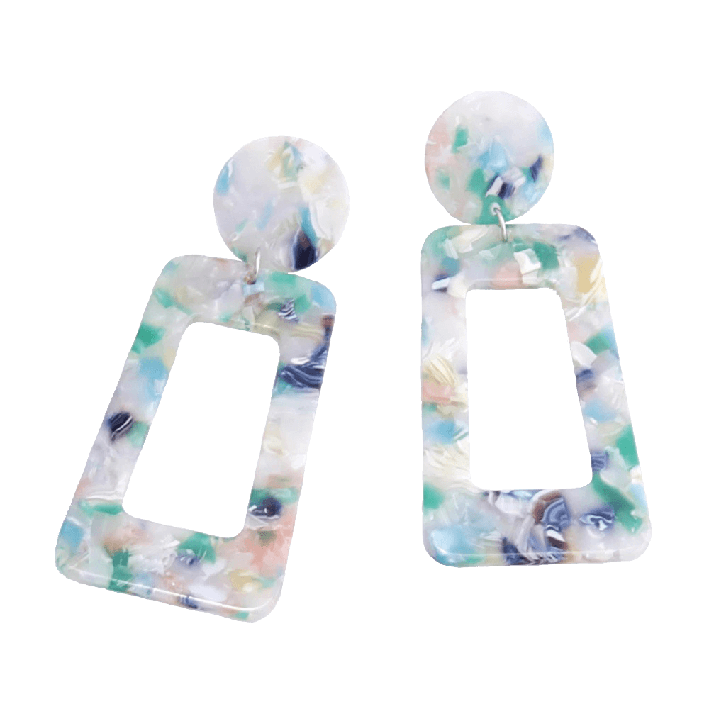 Square Geometric Colourful Block Earrings
