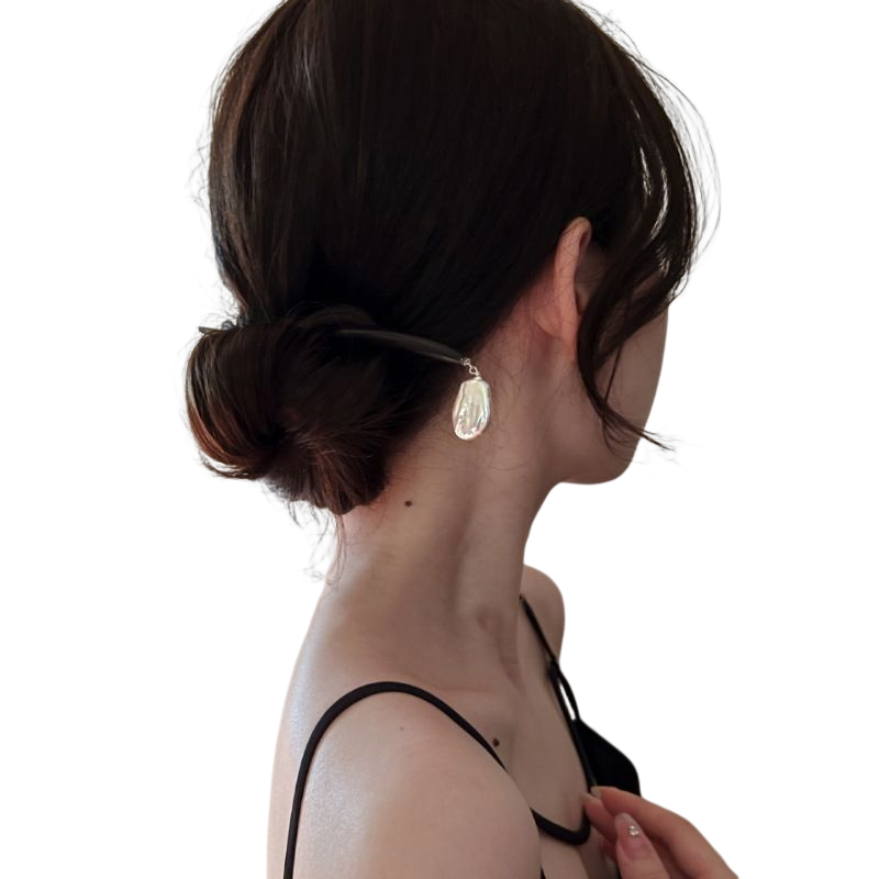 ZHUYU - Irregular Shaped Pearl Wood Hairpin