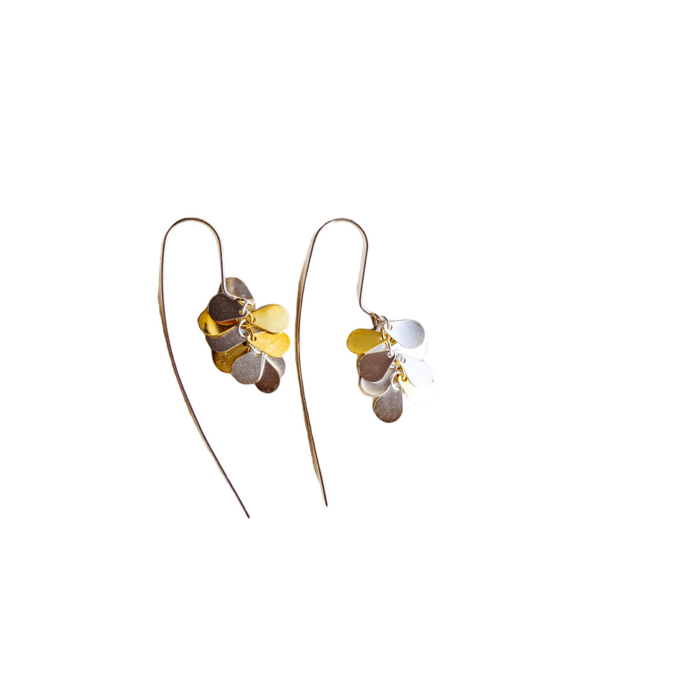 SUI - Silver tassel with frosted small round piece earrings