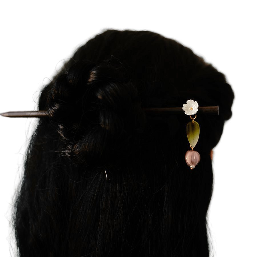 LINGLAN - Wood Hairpin With Lily of The Valley Pendant