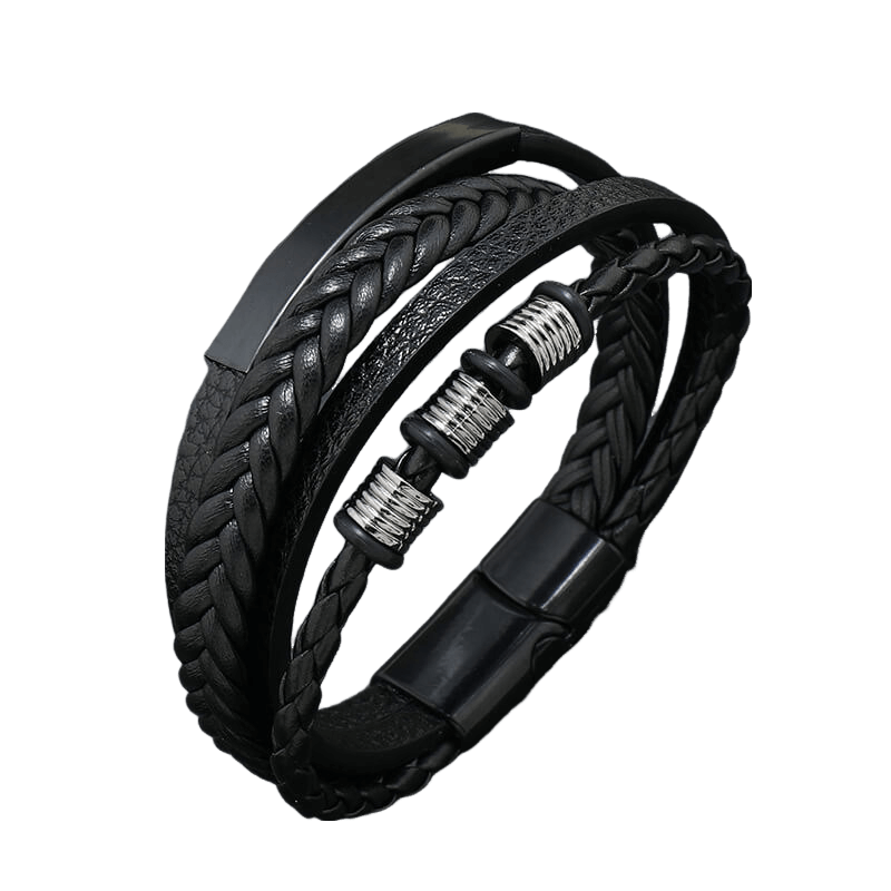 Exquisite Leather Bracelet with Metal Accents for Men