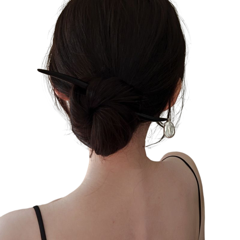 ZHUYU - Irregular Shaped Pearl Wood Hairpin