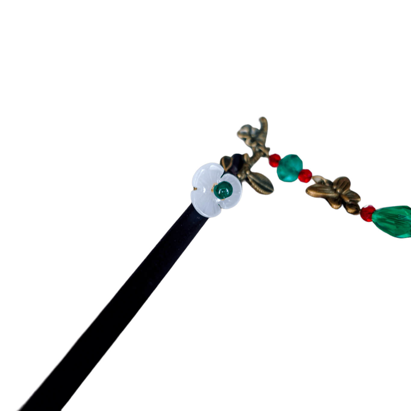 HUAZHUI - Little Flower Wood Hairpin With Pendant