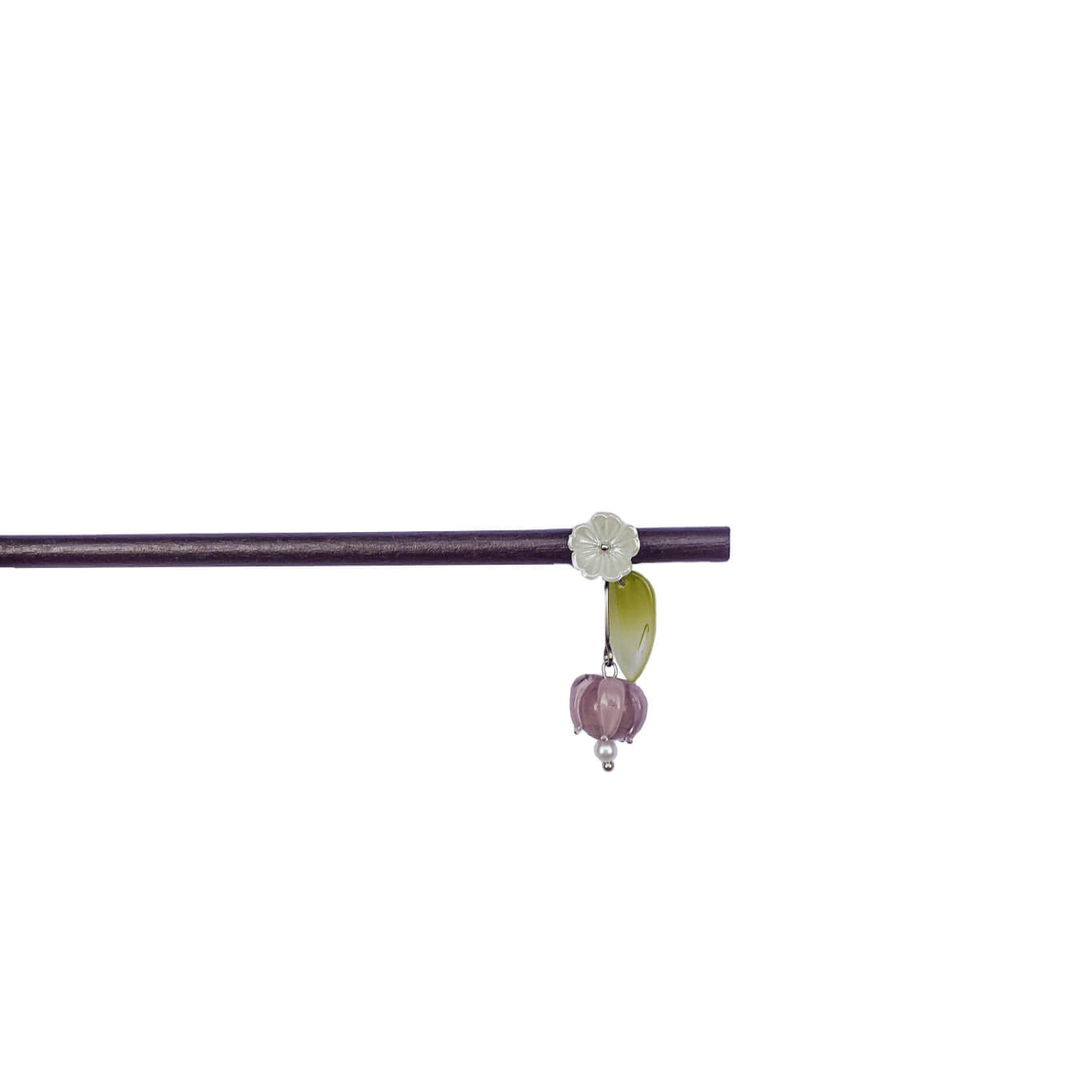LINGLAN - Wood Hairpin With Lily of The Valley Pendant