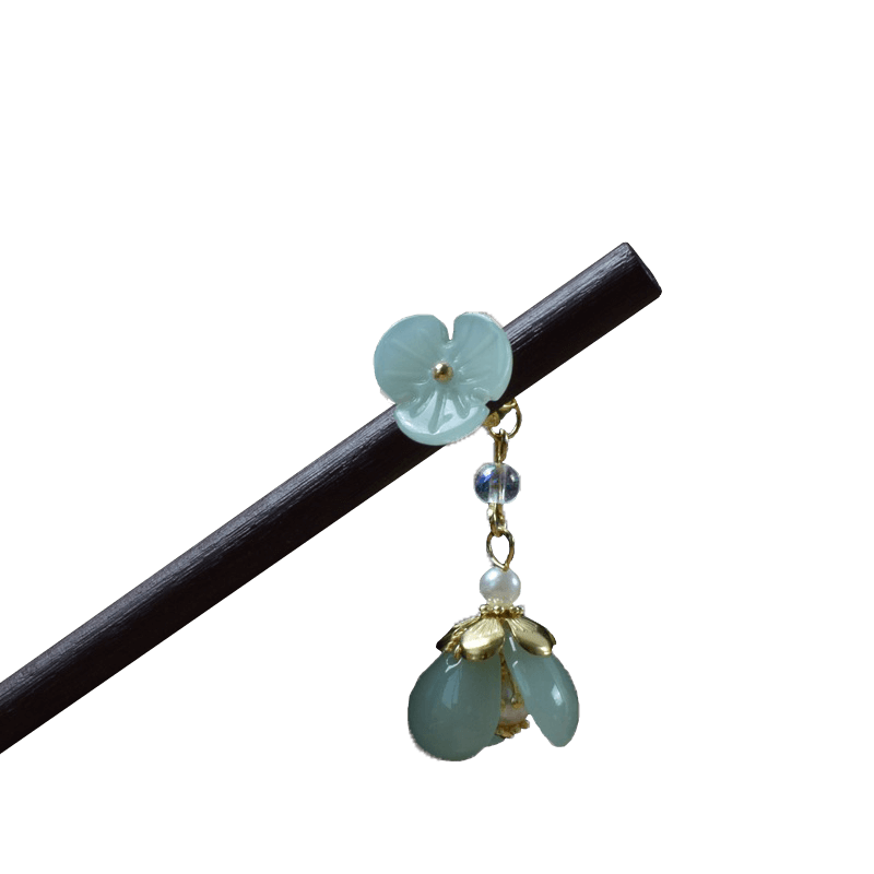 CAIHUA - Flower Pendant Wood Hairpin