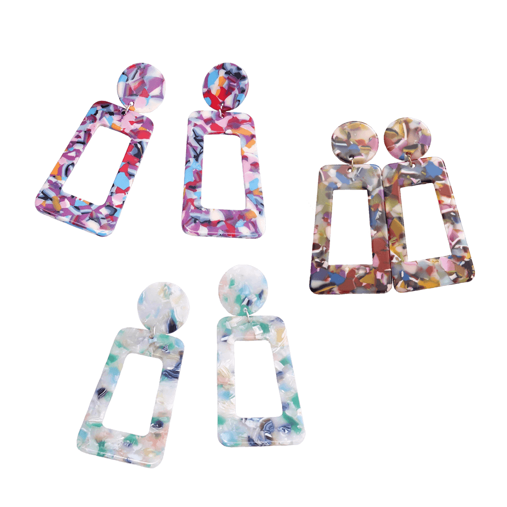 Square Geometric Colourful Block Earrings