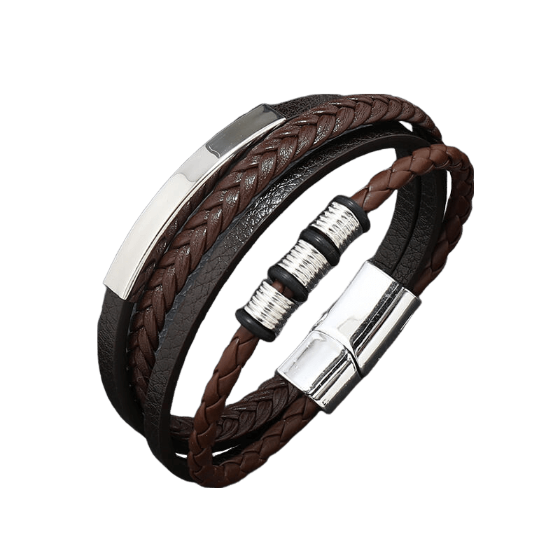 Exquisite Leather Bracelet with Metal Accents for Men