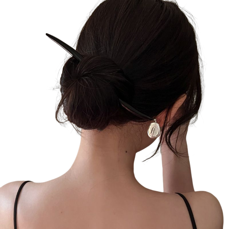 ZHUYU - Irregular Shaped Pearl Wood Hairpin