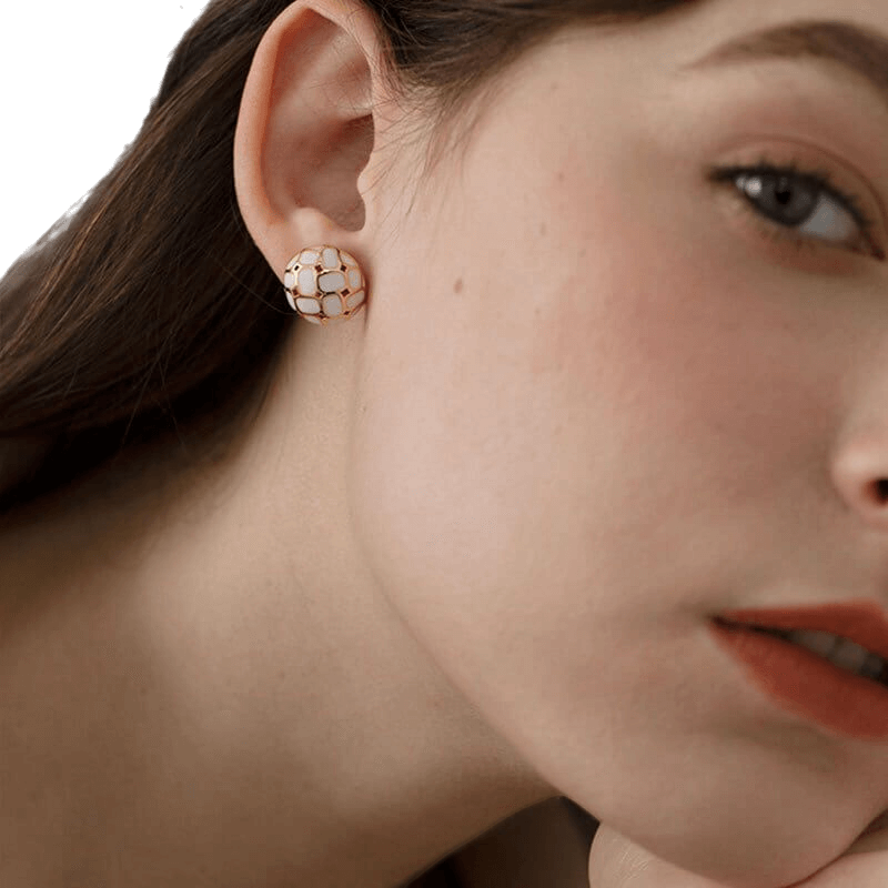 Vintage White and Golden Earrings