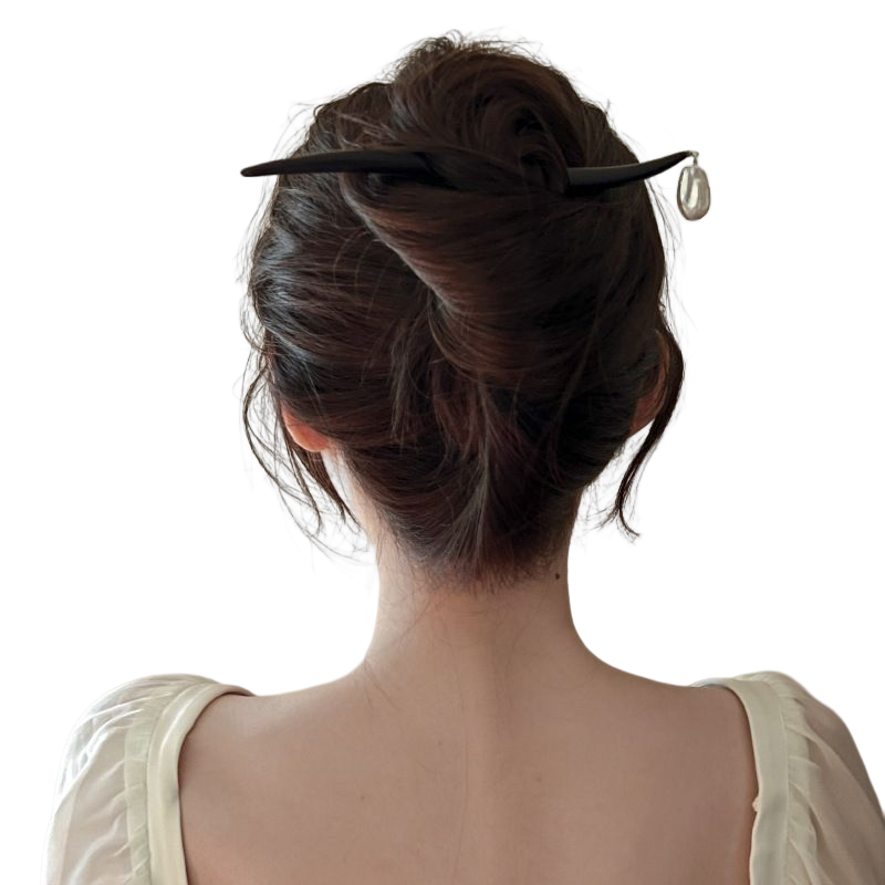 ZHUYU - Irregular Shaped Pearl Wood Hairpin
