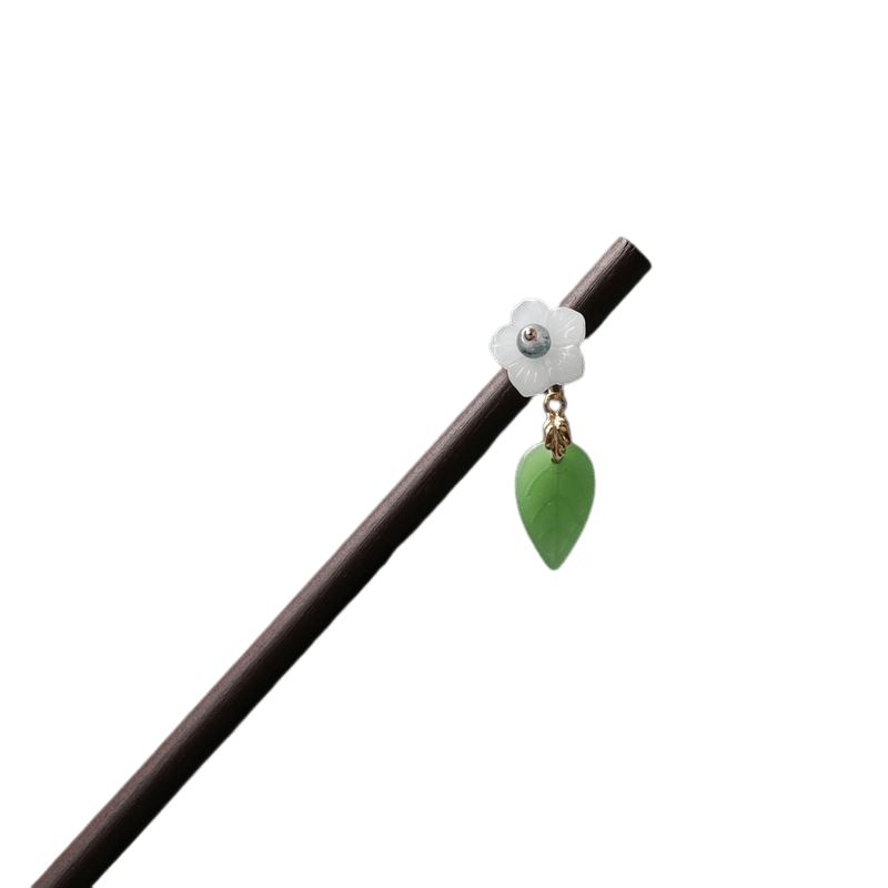 HUAZHUI - Little Flower Wood Hairpin With Pendant