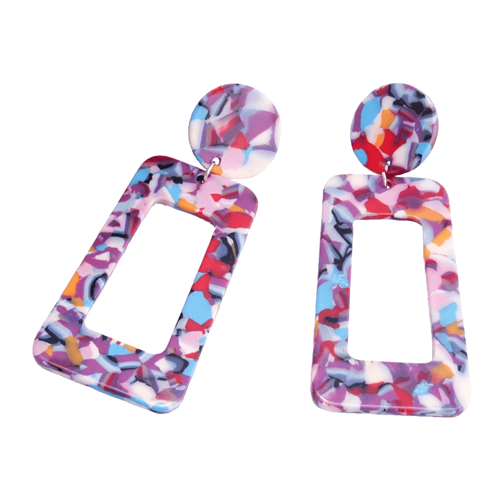 Square Geometric Colourful Block Earrings